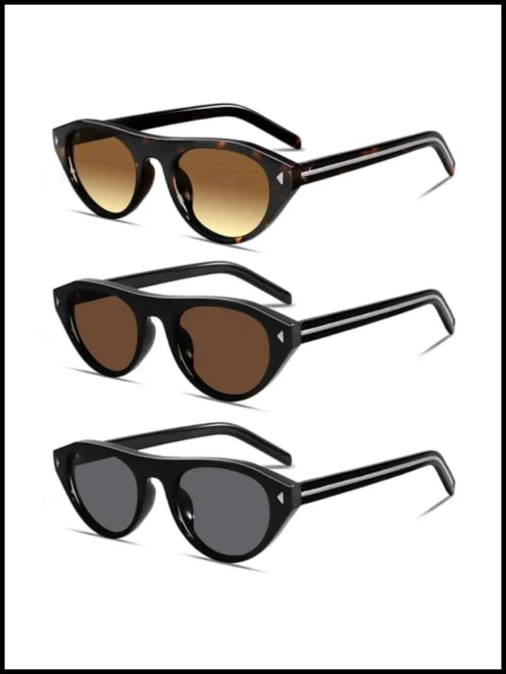 Retro Oval Cat Eye Sunglasses with UV400 Protection